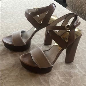 Michael Kors Leather/Linen Chunky Heels